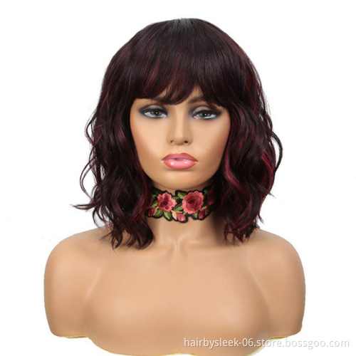 Rebecca Fashion  Pink Wig Cosplay Wig Short Wig For Black Women Straight Hair Synthetic Heat Resistant 12 Inch cosplay synthetic